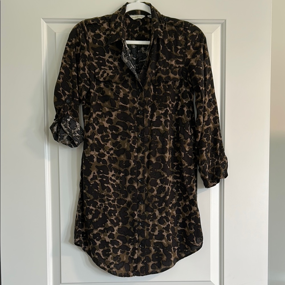 Extra Long Animal Print Camp Shirt